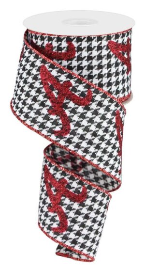 RG05481 2.5"X50YD HOUNDSTOOTH RED GLITTER "A"