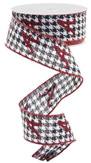RG05609 1.5"X50YD HOUNDSTOOTH RED GLITTER "A"