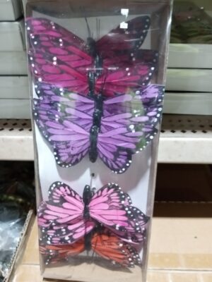 dp1009 Lg. butterfly on wire box/purple,hot pink, orange,plum
