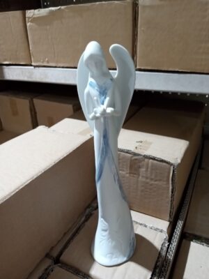 dl1895 10" white ceramic angel with blue sash
