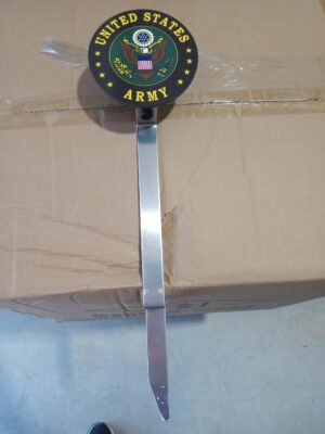 United States Army flag stick with medallion and Flag