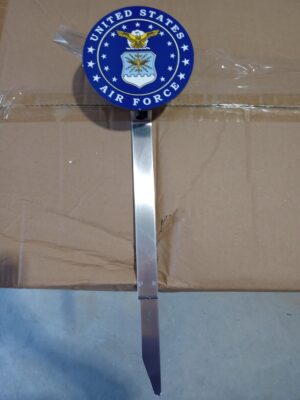 United States Air Force flag stick with medallion and Flag