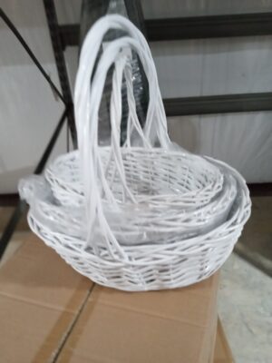9001W Oval Nesting Basket - White 3/set