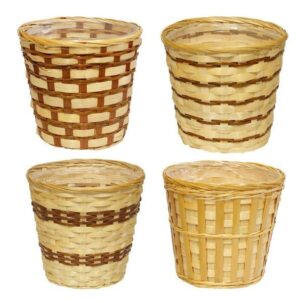 Pot Cover Hard Side Bamboo Assorted for 6"