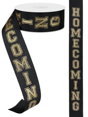 Homecoming Ribbon Gold on Black 9 1.5x100ft RJ4058RF