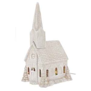 Church Ceramic w/Light and Music Box 17" - T1040W