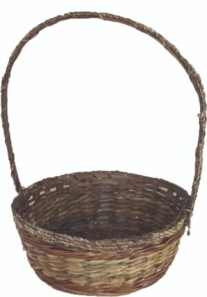 Handled Basket Round Brown w/Liner - DL4291