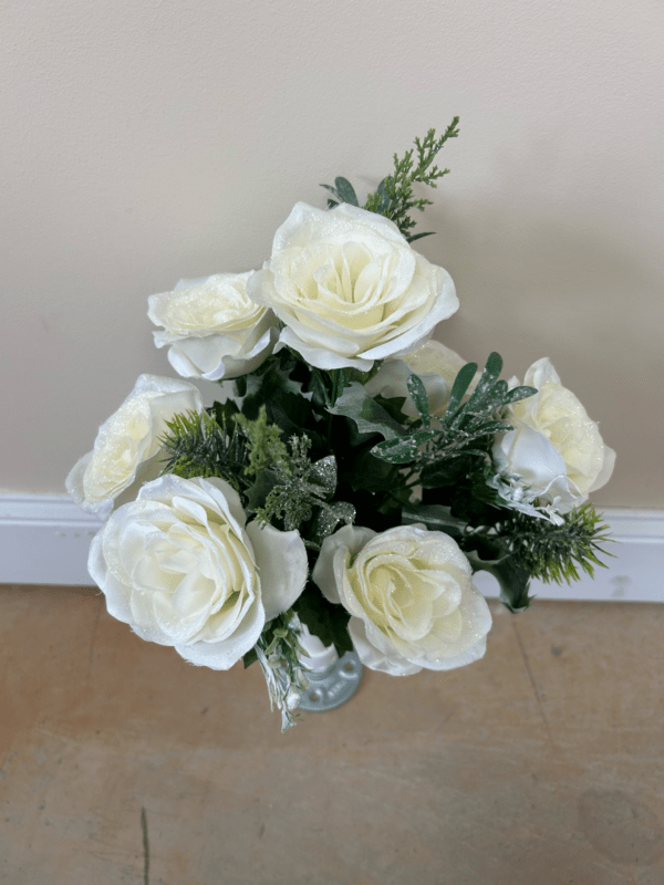 FROSTED ROSE/HOLLY/PINE BUSH-WHITE 22394WT