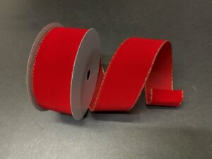 Velvet 40 Red/Gold Trim w/Wire 50yd - X501140-15