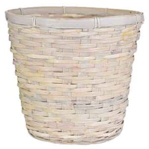 8" Pot Cover with Liner White Washed - G90PW