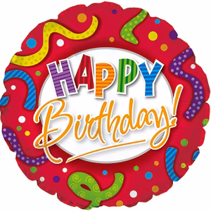 Happy Birthday Red Stripe and Dots x5 17" - 114601C