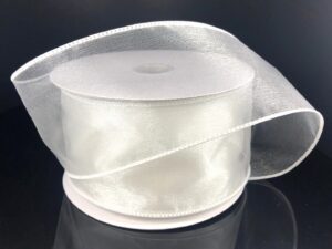 Sheer Wired Ribbon White 40 2.5"x50Y - 903440-01C