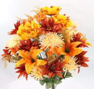 Mixed Bush x36 Peony/Mum/Lily - GPB24393GD/RUST