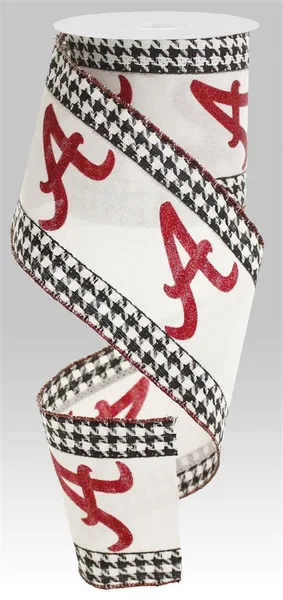 "A" Glitter Houndstooth Ribbon 3/1 4"x10yd - RG8664